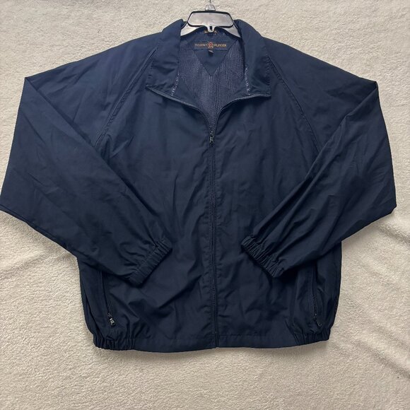VTG Tommy Hilfiger Golf Windbreaker Mens XXL Navy Zip Up Convertible Sleeves - Picture 1 of 6